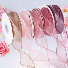 1 Roll 400CM*4CM Gift Wrapping Ribbon Satin Ribbon Handmade Bow Ribbon Floral Mesh Tulle Ribbon Romantic - View 1