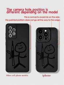 Emoticon Painted Anti-Drop Precision Hole Black Fashion Minimalist Anti-Drop Phone Case Compatible With Ip 17 Ip 17 Pro Ip 17 Promax Ip16/Ip 15 XR /7/8 /Ip 16 Promax /Ip 13 Case/Caseiphone15Promax/12PROMAX/13PROMAX/14PROMAX 13 14 11 12p14 Women P11 Soft Shell P12 Anti-Drop XS.XR /78P.78GES2 Compatible Galaxy S25/S25PLUS/S25 Ultra/A16/A36/A26/A56/A50/A12/A32/A52/A72/A51/A21S/A13/A14/S24/S24PLUS/S24Ultra/S20/S23/S22/A53/S20FE/S21 Anti-Drop Phone Protective Case - Multicolor - View 6