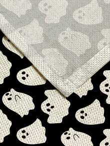 1pc Halloween Pattern Printed Linen Table Runner, Placemat, Suitable For Holiday, Party, Birthday, Dinner, Kitchen Dining Table Decoration, Shoe Cabinet Storage Cabinet Cover, All Season Room Decoration, Home Textile Decoration Table Runner, Placemat - Multicolor - View 8