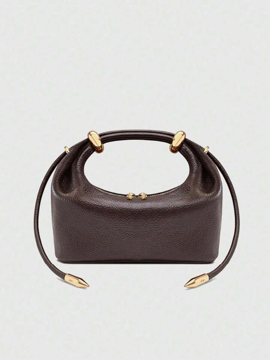 Dedoo European And American Fashion Litchi Grain Solid Color Metal Ring Luxury Handbag