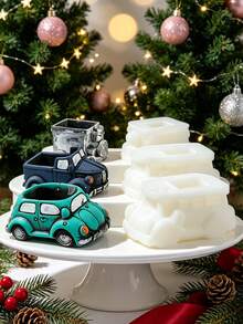 11pcs Car & Bus Shaped Silicone Candle Molds, Candle Holders, Aromatherapy Candle Art, Wax Melts, Handmade Soap Making, Reusable Silicone Material, Craft Production, Home Decor & Photography Props DIY, Spiritual Handmade Gifts - White - View 2
