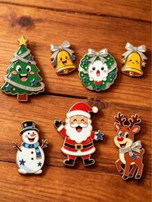 7/1pc Christmas Refrigerator Magnets Set, Santa Claus, Christmas Tree, Snowman, Reindeer, Bell Soft Magnetic Ornaments, Reusable Holiday Decorations - Multicolor - View 4