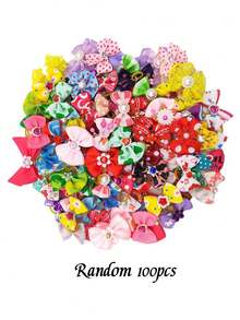 6/20/40/60/100 piezas Accesorios para el pelo de mascotas de colores aleatorios lindos, decoraciones universales para gatos & perros, adornos de aseo diario, hacen felices a las mascotas, regalos de cumpleaños & Navidad para mascotas - Multicolor - Ver 12