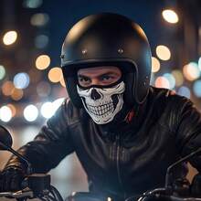 3D Realistic Full Print Skull Ice Silk Head Cover, Breathable Full Face Mask, Windproof Dustproof Cycling Neck Gaiter, Motorcycle Helmet Liner, Funny Cosplay Halloween Face Shield, Unisex - Multicolor - View 3