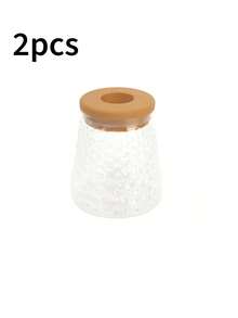 Transparent Glass Hydroponic Vase, Geometric Shaped Vase With Wooden Lid Planter, Desktop Air Purifying Succulent Plant Pot - Multicolor - View 13