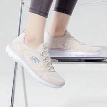 Skechers Women's Slip-On Mesh Casual Walking Shoes Breathable Lightweight Soft Sole Daily Commute Walking Sneakers - Khaki - View 4