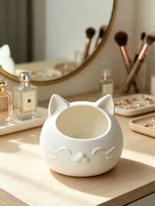 Cute Cat Shaped Jewelry Storage Bowl, Jewelry Organizer Box, Desktop Earring Ring Bracelet Display Container, Home Bedroom Vanity Decor Gift - Multicolor - View 5