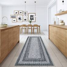 Techigher Modern Geometric Hallway Runner Rug, Washable Non Slip Kitchen Runner Mat, Soft Low Pile Runner Carpet For Entryway, Bedroom, Living Room - Grey - View 14