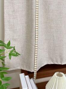 1pc Vinatge Plaid Valance Tie Up Curtain, Farmhouse Linen Balloon Window Shade, Light Filtering Adjustable Bow Roman Curtain For Bedroom Kitchen Cafe Window Decor - Beige - View 7