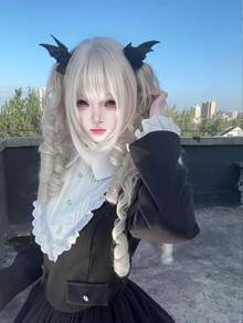 alicegarden 14-Inch Long Synthetic Wig Featuring A Natural Straight Style A A Stunning Light Gray. Designed With Bangs , This False Hairpiece Is Perfect For Ms Halloween Cosplay Use, Offering A Natural And Natural Durable Wig Gift For Ladies. (No Accessories) - Light Grey - View 5