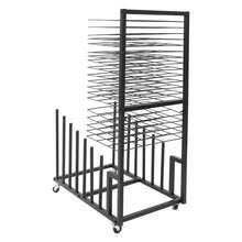 Mobile Art Drying Rack, Iron Canvas Storage Stand, 20 Shelves, 4 Wheels, Black - default - View 7