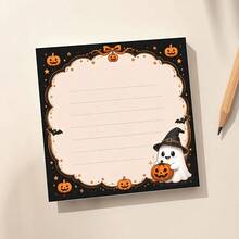 1 Pc Halloween Cartoon Memo Pad, Cute Ghost And Pumpkin Lantern Notepad, 50 Pages Halloween Spooky Atmosphere Notebook With Bats, Cute Ghosts And Pumpkin Lantern Sticky Notes, Suitable For Writing, Journaling And Office Work, Learning And Memory Aid, Perfect For Halloween - Multicolor - View 1