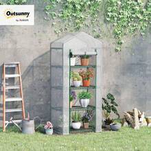 Outsunny Greenhouse With Shelves And Roll-Up Door 70 X 50 X 160 Cm White+Green | Winter-Proof, Plastic Greenhouse, Greenhouse, Tomato House, Tomato Greenhouse, For Tomatoes, Vegetables, Flowers, Plants - White - View 11