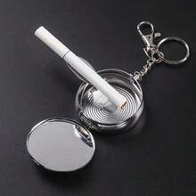 Vintage Carved Embossed Metal Portable Ashtray With Keychain, Can Be Hung On Backpack, Sealed Leak-Proof Odorless Pocket Mini Ashtray, Smooth Flip Lid Durable Container, Suitable For Car, Camping, Outdoor Travel, Daily Use, 4 Pattern Options - Amber - View 8