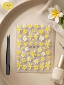 1 Set Exquisite Yellow Frangipani Decorative Stickers, Delicate Petal Texture, Suitable For Various Personal Items DIY, Create Your Own Elegant Decorative Style - Yellow Plumeria - View 8