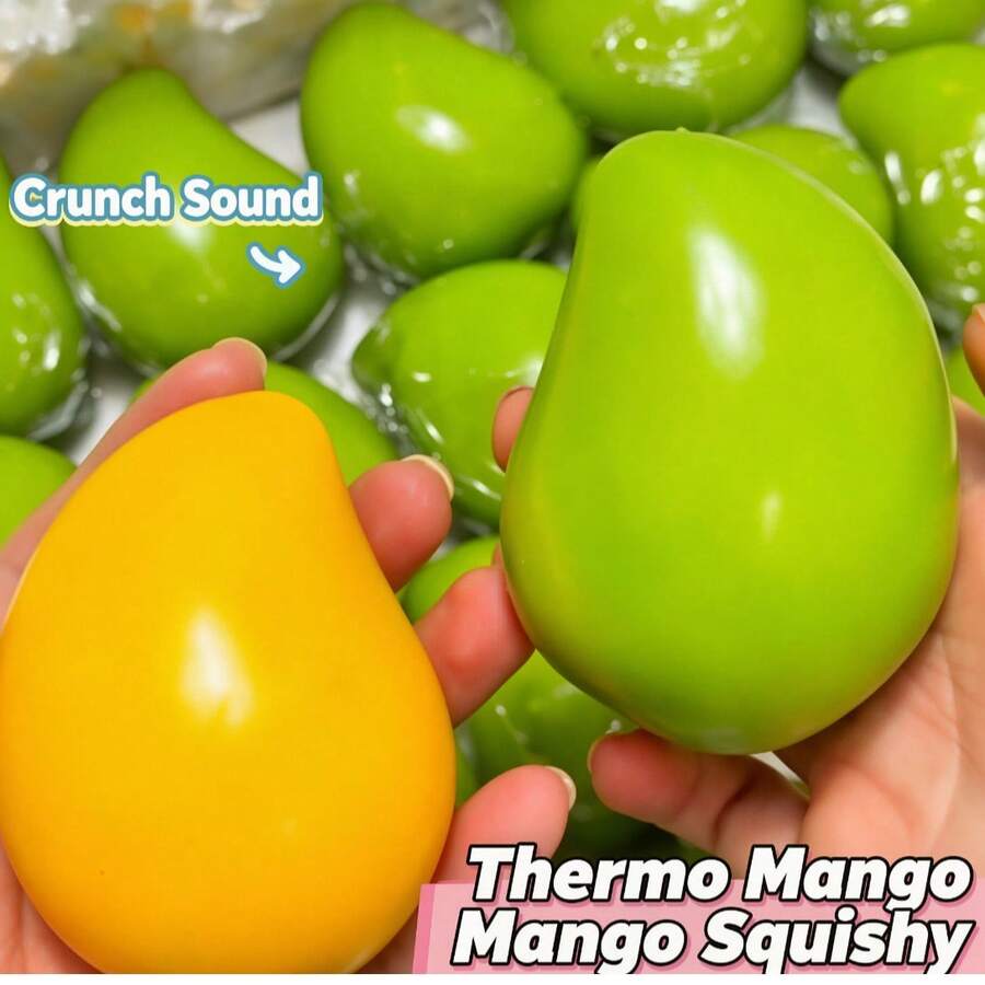 Crispy Temperature-Sensitive Mango Squishy Toy, Block-Filled Malleable Slow Rebound, ASMR Sensory Stress Relief Squeeze Toy, Suitable For Teens And Adults