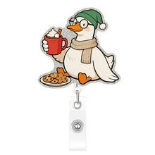 1PC Funny Christmas Goose Pull Tab Glitter Acrylic Shaped Holiday Decoration Badge - Multicolor - View 6