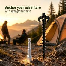 20/10pcs Heavy Duty Spiral Tent Stakes Set With 1 Sleeve Combination Set - 7.9 Inch Screw-In Ground Anchors, Suitable For Camping, Beach, Inflatable Equipment And Garden Lawn - Durable Outdoor Windproof Stakes - Spiral Tent Peg Set - View 4