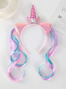 1pc Women's Cute Unicorn Hairband, Cartoon Pony Animal Hairpin, Party And Event Headwear Accessory - Multicolor - View 7