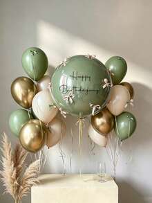Sage Green, Metallic Gold & White Balloon Set, Suitable For Birthday Surprise, Bridal Shower, Anniversary, Room Decor, Graduation Ceremony Backdrop, Christmas, Photography Studio Background - Sage Green, Metallic Gold, and White Balloon Set - View 10