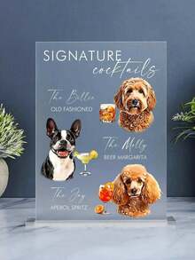 Custom Pet Portrait Signature Drink Menu, Acrylic Wedding Bar Menu Sign, Personalized Dog Cat Cartoon Portrait Bar Sign, Pet Theme Wedding Cocktail Menu, Custom Drink Brand Sign, Unique Drink Menu Decor, Fun Bar Party Decoration - Multicolor - View 7