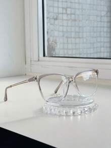 3-Piece Women's Square Eyeglass Frame Kit NEW MODEL / 1 Frame + 1 Case + 1 Cleaning Cloth (Case, Cloth, And Chain Colors Are RANDOM) - 淺灰色 - 查看 5