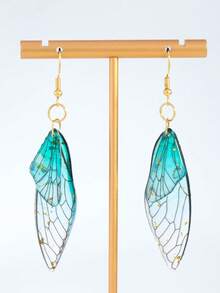 1 Pair Fashionable Minimalist Resin Butterfly Wing Earrings, Handmade Fairy Butterfly Wing Jewelry, Gold Exaggerated Earrings, Birthday/Valentine's Day/Mother's Day Gift (Card Not Included) - A - View 6