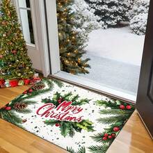 1pc Merry Christmas Pattern Rug, Soft & Comfortable Bedroom Carpet, Washable Rug, Suitable For Front Door, Entrance, Hallway, Kitchen, Bedroom, Dorm, Dining Room, Skin-Friendly Rug, Living Room Carpet, Sofa Seat Rug, Area Rug, Creative Versatile Home Decor Rug, Large Living Room Carpet, Bedroom Carpet, Dressing Room Carpet, Room Decor, Gift For Family And Friends - Multicolor - View 1