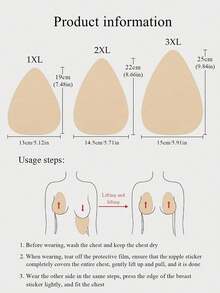 3/2/1 Pair Plus Size Latex Breast Lift Tape For Women, Invisible Strapless Design, Support Tape Fit B-E Cups - Multicolor - View 3