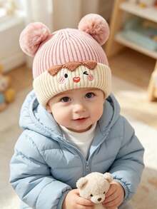 Baby Knit Hat Autumn/Winter Pom Pom Beanie, Cute Winter Hat For Boys And Girls - Multicolor - View 2