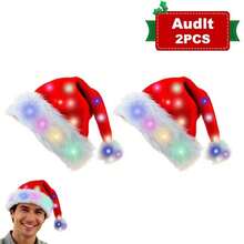 LED Christmas Hat, Suitable For Children And Adults, Flashing Light Santa Claus Creative Plush Party Hat, Christmas Decoration - Multicolor - View 13