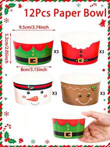 10pcs Christmas Disposable Paper Cups, Santa Claus Snowman Gingerbread Man Elf Print Tableware, Christmas Dessert Table Supplies, Christmas Party Supplies, Merry Christmas Decoration For Home, Xmas Party Decor, Decor, Merry Christmas - Christmas - View 5