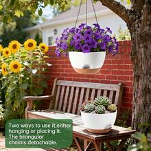 4pcs Mixed Plastic Hanging Planters, Includes 2pcs Plastic Planters + 2pcs Chains, For Indoor Plants, Indoor/Outdoor Hanging Flower Baskets, With Drainage Holes, Suitable For Garden, Porch And Other Flower Planting, Planting Tools, Container Accessories, Hanging Planters - New Model - View 8