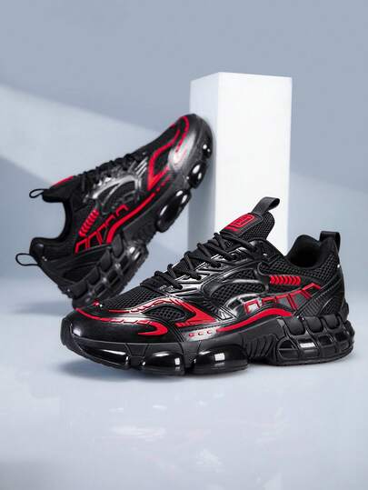 Men's Breathable Lightweight Running Shoes, Lace-Up Outdoor Sports Walking Shoes