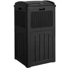 33 Gallon Outdoor Trash Can, Hideaway Garbage Bins With Tiered Lid Waterproof Resin Outside Waste Bins For Patio, Outside Pool, Backyard And Deck - Black - View 8