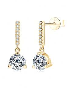XUJIA 1 Pair Moissanite Pendant Earrings For Women, D Color VVSI Clarity, 925 Sterling Silver, Wedding Anniversary Birthday Gift - EMO-323 - View 12