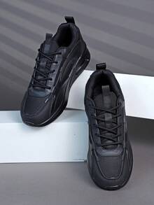 Fashion Casual Men's Shoes, Classic Fashion Men's Sports Shoes Lace-Up Running Shoes, Personalized Men's Sports Shoes Street Casual Shoes - Black - View 2