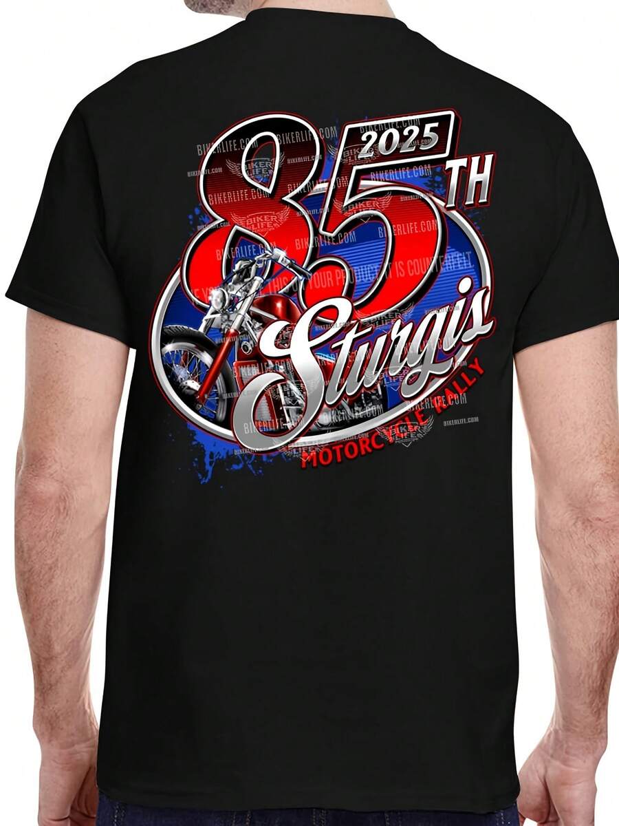 2025 Sturgis Motorcycle Rally Big Anniversary T-Shirt No - 款式 - 查看 1