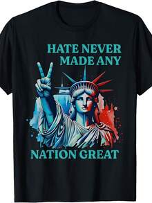 Hate Never Made Any Nation Great Peace Anti T-Shirt, Unisex Tees - 款式 - 查看 1