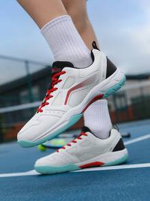 Men's 2026 New Lace-Up Mesh Splicing Sneakers, Breathable, Durable, Professional Anti-Slip Badminton Shoes For Competition And Training - Multicolor - View 5