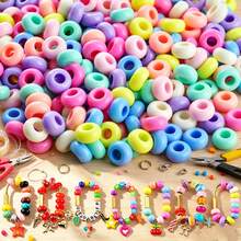 200pcs 12mm Large Hole Acrylic Chunky Beads, 5.5mm Hole Macrame Hair Beads, Mixed Color Rondelle Spacer Beads For DIY Keychain Bag Charm Jewelry Making - Multicolor - View 2