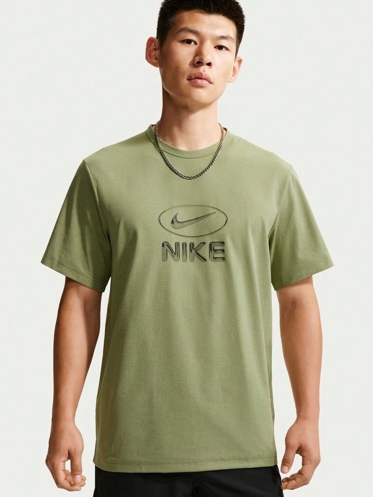 Nike Men's AS M NK DF UV HYVERSE TOP FLD Short Sleeve Knit Collarless T-Shirt TIM3596-377 - Green - View 1
