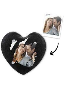 Custom Personalized Sequin Heart Throw Pillow - Photo Reversible Magic Pillow - Unique Gift For Couples, Family, Baby - Home Decor, Sofa, Bedroom, Valentine's Day, Anniversary - Multicolor - View 14