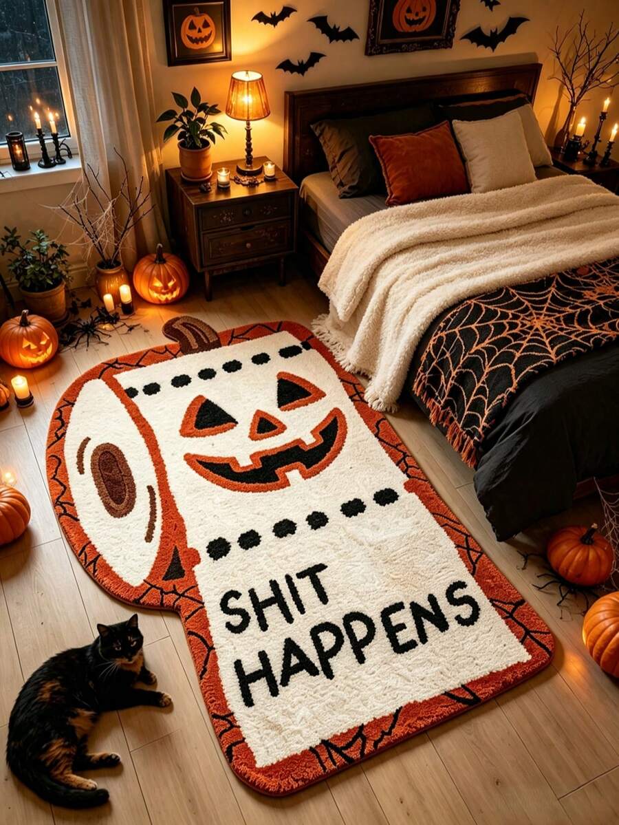 1pc Halloween Evil Toilet Paper Monster Doormat, Welcome Mat, Rug, Floor Mat, Halloween Door Mat, Bedroom Carpet, Area Rug - Multicolor - View 1