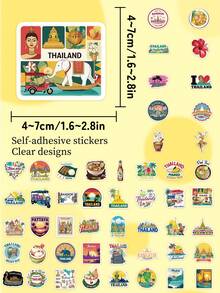 50pcs Thai Aesthetic Stickers-Southeast Asian-Perfect For Scrapbooks, Bullet Journals, Suitcases, Water Bottles, And Parties-DIY Gifts - 50pcs/pack - View 9