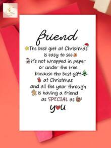 Heart‑Warming Christmas Friend Greeting Card, Sweet Poem Style Quote With Cute Holiday Stick Figure Icons, Sentimental Xmas Card To Show Appreciation, Wonderful Seasonal Present For Your Dearest Friend. - One Size Fits All - View 6