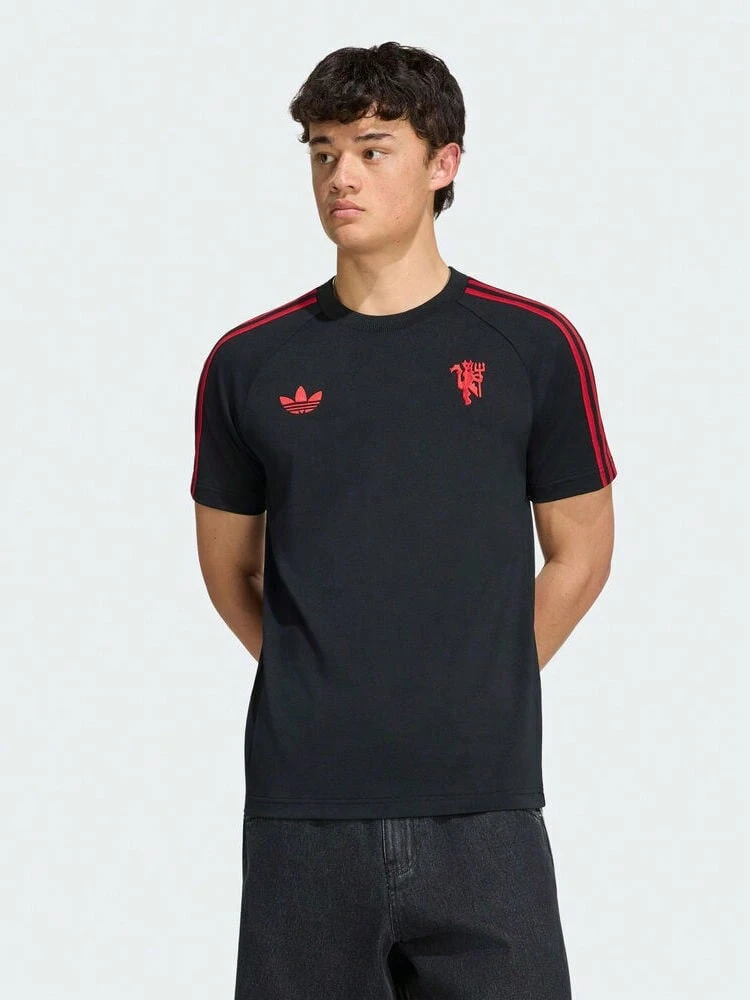 Adidas Men's MUFC OG TEE Short Sleeve Knit Collarless T-Shirt TKY9471 - Black - View 1
