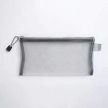 3pcs Different Color Portable Mesh Transparent Bags With 1 Pen, Unisex Cosmetic, Ticket, Pen Holder - Sets - View 8