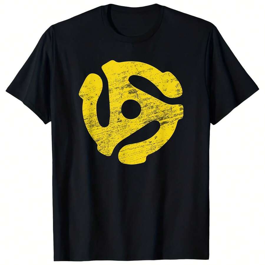 Men's Retro Record Player Graphic T-Shirt - 100% Cotton Casual Crew Neck Tee - 款式 - 查看 1