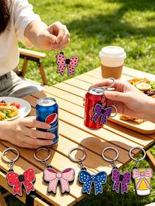 2/1pc Cute Bow Gift Can Opener Keychain, Portable Soda Beer Easy Pull Tab Removal Tool, Mini Beverage Bottle Opener Bag Charm, Suitable For Camping Garden Home Kitchen Back To School Autumn Decoration, Gift For Girls Friends Family Lovers - Multicolor - View 5